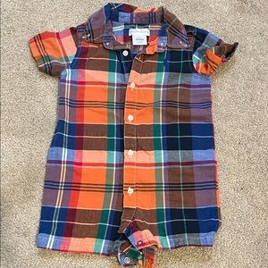 Ralph Lauren 100% cotton Multicolor Plaid button up baby shortalls 9m